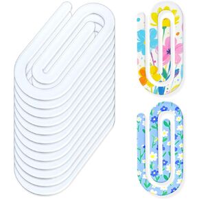 12 Pack Sublimation Blanks Jumbo Paper Clips – 4x2 Clear Acrylic Bookmark Blanks for Heat Transfer DIY Office Supplies, Envelope & Card Holders, Business Card Organizer, School, Home & Craft Use