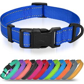 Joytale Small Dog Collar, Reflective and Adjustable Nylon Collar with Quick-Release Buckle, Lightweight No-Choke Design for Small Dogs, Navy Blue, 5/8" Width