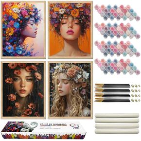 ZXQL 4 Pack Paint by Numbers Kit for Adults, Landscape DIY Adult Paint by Number Kits Pack Beginners Easy Acrylic On Canvas for Painting Home Decor Creative Wall Art 24x30 inches (mm-4)