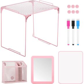 BESARME 13 Pcs Pink Locker Accessories Locker Organizer Locker Shelf for Girls Including Organizing Shelf Magnetic Whiteboard Mirror for Office School Back to School Party