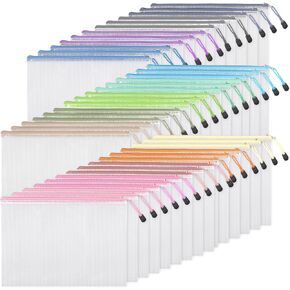 EOOUT 42pcs Zipper Bags Mesh Bags with Zipper 9.5x13.5 Inches Mesh Zipper Pouch 14 Colors Durable Pouches for Organization Storage, Letter Size/A4 Size, for Travel Organize and Office Supplies