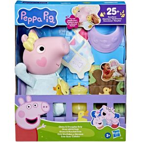 Peppa Pig Toys Oinks + Snuggles Baby Evie Interactive Baby Doll with Accessories, 20+ Sounds, 3+