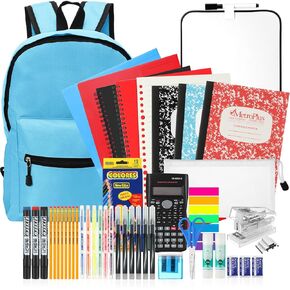 52 Pcs High School Supplies Kit with Backpack, Back to School Supplies Bag Set College Bundle Essential Stuff Bulk Stapler Notebook Calculator for Senior Student Teen Classroom(Black)