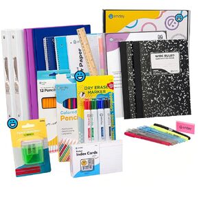Enday Middle School Supplies Kit - 6th, 7th, and 8th Grade Back to School Supplies - 55 Piece, Premium Quality Kids School Supplies for Girls & Boys, Grades 6-8 Middle School Supplies for Kids
