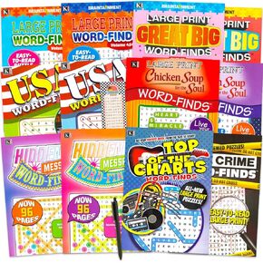 Large Print Word Search Books for Adults -Giant Print Word Search Bundle Includes 12 Variety Books Plus Pens | Activities for Adults, Seniors, Kids
