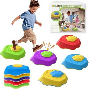 Kids Stepping Stones with Sound,Durable Non-Slip Balance,Sensory Stepping Stones,Obstacle Course Indoor Outdoor for Toddler, Toy Gifts for Age 3+（5pcs）