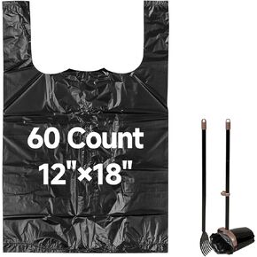 60 Count Pooper Scooper Bags Compatible with Arm and Hammer, Dog Waste Bags with Easy-Tie Handles, Extra Thick with No-Leakage Dog Poop Bag, Multi-Use, Pet Waste Bag for Swivel Bin and Rake, Black