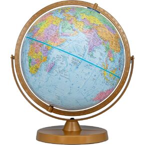 Pioneer 12" Diameter Globe, USA Cartography with Raised Mountain Relief and Sturdy Metal Base. Get a closer look at the world, thanks to the gyro-matic mounting that swings up or down to bring any area into closer view. Vivid colors help to easily disting
