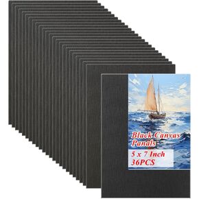 36PCS 5x7 Inch Black Canvas Panels, Small Canvas Boards for Painting, Cotton Canvas Panels for Oil Acrylic Watercolor Paint