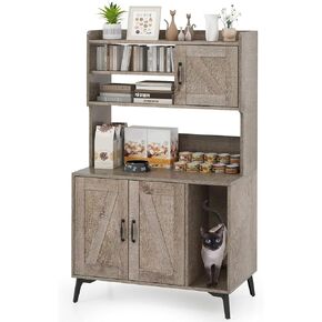 PETSITE Cat Litter Box Enclosure with Storage Shelf, 52 Inches Tall Modern Wooden Hidden Litter Box Furniture with Storage Shelving, Ideal for Indoor Cats (White)