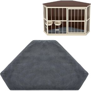 42.5 x 23.8 Inch Dog Kennel Pad Furniture Crate Corner Washable Bed for Large Dogs Deluxe Plush Crate Beds Anti-Slip Gray Pet Cage Sleeping Mat Soft Indoor Pet Corner Side Table(Only Mat)