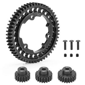 daitoku 50T 1 Mod Hardened Steel Spur Gear with 18T 20T 22T Motor Pinion Gear Compatible with Traxxas 1/10 Maxx 1/5 X-Maxx 1/10 E-REVO 2.0 VXL 1/7 XO-1
