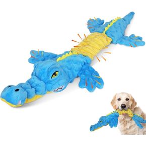 Dog Toys Cute Crocodile Squeaky Plush Pet Toy for Small to Large Breeds Interactive Chew Toy with Whistle & Crinkle Paper Tough Pet Toys for Aggressive Chewers and Puppies & Dog Lovers