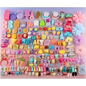 Cute Accessories Lot for mini pet cat and Dogs,Random 25pcs Clothes Hat Skirt Sunglasses Drink and Food ice Cream Jacket Bow Collar Necklace and More for Collectible lmagination Action Figure Toys