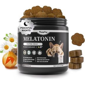 Melatonin for Dogs, Calming Chews with Valerian Root & L-Theanine for Sleep Aid & Emotional Support, Calming Treats for Stress Anxiety Relief - Thunder, Fireworks, Barking, Bacon Flavor, 90Ct