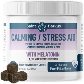 Calming Chews Treats for Dogs with melatonin for Dogs to Provide Calming, Stress and Dog Anxiety Relief. 90 Bacon-Flavored Soft Chews