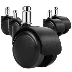 Office Chair Wheels for Hardwood Floors, Set of 5 – Silent Replacement Caster Set for 98% Standard Chairs, 300 lbs Capacity, Smooth Rolling for Home Office, Study Room, Studio