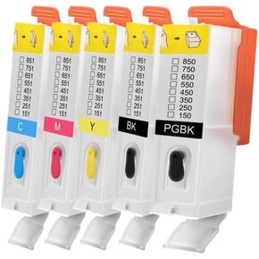 10 Sets PGI 150 CLI 151 Refillable Ink Cartridges Compatible with Various Printers Including IP7210 MG5410 MG5510 MG6410 MG6610 MG5610 MX921 5 Color Options