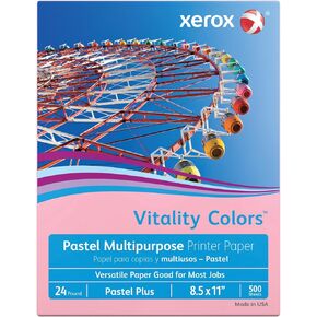 Xerox® Vitality Colors™ Pastel Plus Multipurpose Printer Paper, Letter Size, 24 Lb, 30% Recycled, Pink, Ream Of 500 Sheets