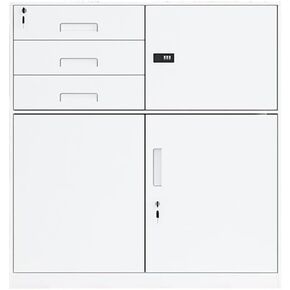 File Cabinet File Cabinet Iron Short Cabinet Office Data Storage Cabinet Balcony Bookcase Storage Cabinet with Lock Small Cabinet Filing Cabinets(Gris) (White)