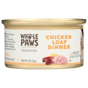 Whole Paws, Wet Cat Food, Chicken Loaf Dinner, 3 Ounce