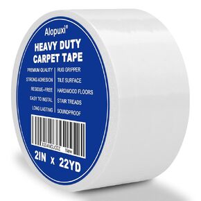 Double Sided Carpet Tape 2 Inch x 22Yards, Rug Tape Grippers, for Hardwood Floors and Area Rugs, No Damage, Residue Free
