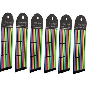 NUOBESTY 6Pcs Fluorescent Page Markers Set Transparent Highlighter Tabs for Annotating Books Long Short Strips for Focus and Concentration for Students and Office Use