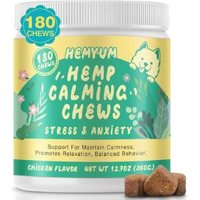 Hemp Calming Chews for Dogs, Anxiety Relief, Sleep Calming Aid, Health & Wellness Supplements for Dog Separation Barking, Chicken Flavor, 180 Chews