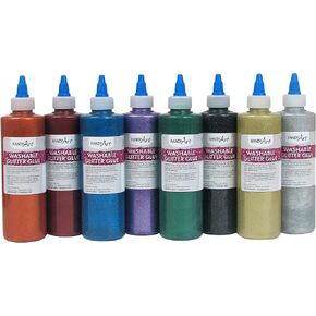 Handy Art Washable Glitter Glue Set, 8 Ounce, Assorted Colors, Set of 8