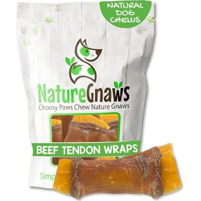 Nature Gnaws Beef Tendon Wraps for Dogs (5 Count) - Long Lasting for Aggressive Chewers - Natural Beef Dog Chew Bones - Rawhide Free
