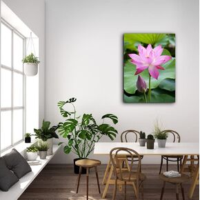 Purple Lotus Flower Photography Canvas Art 24 x 36 in.