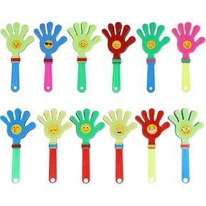 Large 6-Pack 13 Inch Colorful Hand Clappers with Smiley Faces – Bulk Plastic Noise Makers for Parties, Sports Games, Birthdays, Pet Play & Cheering (6PACK, 13 inch)