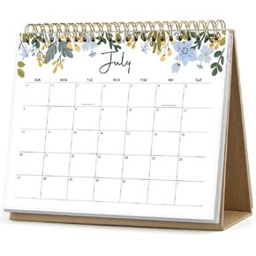 Small Desk Calendar 2025-2026, Gimoner Standing Flip Desktop Calendar Covers 18 Months Runs from July 2025 to December 2026, Floral Design Calendars with Stickers 8x6"