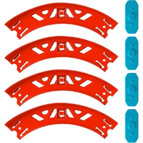 Replacement Curve Track Set Pieces for Hot Wheels 4-Piece Pack Curve Track Set, Connectors Included, 90-Degree Turn, Orange (4pc)