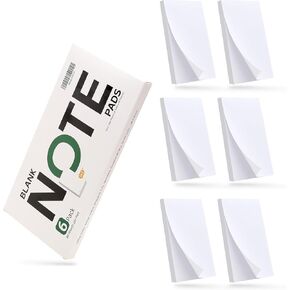 480 Sheets Blank Note Pads 3x5 Inch Tear-Off Memo Pads, 6 Pack, 80 Sheets Each, White Small Note pads for Pocket, Office, Kitchen, Shopping Lists, Server Notebook and On-the-Go Writing