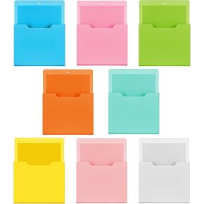 8 Pack Magnetic File Paper Holder High Design Pocket Magnetic Wall File Organizer Hanging Refrigerator Magazine Mail Letters Paper Holder for Teacher Office Classroom Supplies(Morandi Color)