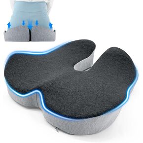 2025 Extra Large Memory Foam Seat Cushions, Ergonomic Office Chair Cushion, Soft Support&Anti-Slip Bottom&Removable Cover, Chair Cushions for Tailbone Pain Relief/Office/Wheel/Chair/Car (Black & Grey)