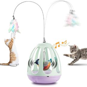 Interactive Cat Toy for Indoor Cats,Automatic Cat Feather Toy,Chirping Toys for Cats Self Play,Kitten Toys with Flapping Bird,Teaser for Kittens Exercise,USB Rechargeable Kitty