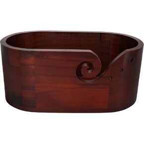 Large Oval-Shaped Wooden Yarn Bowl, 11.2x6.1x4.7inch Wood Bowl for Crocheting, Crochet, Knitting, and Sewing, Yarn Holder with Multiple Holes, High Capacity Storage, Christmas Gifts for Crocheters