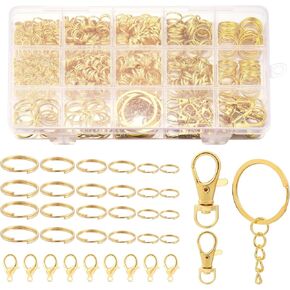 1503pcs حلقات قفزة الذهب لمجوهرات صنع المجوهرات مجموعة قلادة قلادة مع أدوات مفتوحة كماشة ملقطات ومشابك لوبستر لأدوات المجوهرات إصلاح أدوات المجوهرات in Kuwait