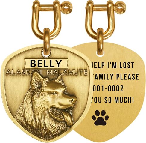 Personalized Dog ID Tag, Brass Shield Design with Custom Text, Multiple Breed Options - French Bulldog, German Shepherd (French Bulldog) in Saudi Arabia