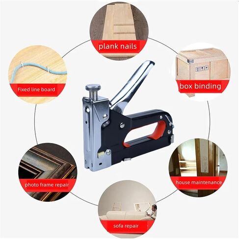 Oil-Free Pneumatic Staple Gun Heavy-Duty Stapler Decorative Nail Gun Heavy Duty 3-in-1 Nail Gun 600 Staples Manual Nail Gun Adjustable Nail Gun in Saudi Arabia