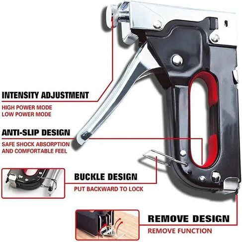 Oil-Free Pneumatic Staple Gun Heavy-Duty Stapler Decorative Nail Gun Heavy Duty 3-in-1 Nail Gun 600 Staples Manual Nail Gun Adjustable Nail Gun in Saudi Arabia