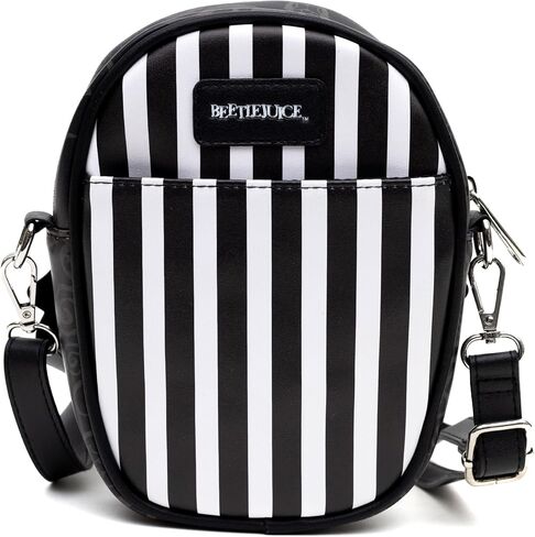 Warner Bros. Horror Movies Bag and Wallet Combo, Chibi Beetlejuice Pose with Stripe Green Black, Vegan Leather in Saudi Arabia