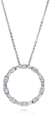 BERRICLE Sterling Silver Open Circle Cubic Zirconia CZ Pendant Necklace for Women, Rhodium Plated in Saudi Arabia