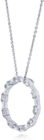 BERRICLE Sterling Silver Open Circle Cubic Zirconia CZ Pendant Necklace for Women, Rhodium Plated in Saudi Arabia