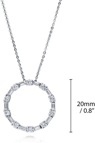 BERRICLE Sterling Silver Open Circle Cubic Zirconia CZ Pendant Necklace for Women, Rhodium Plated in Saudi Arabia