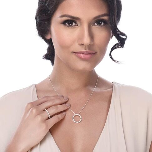 BERRICLE Sterling Silver Open Circle Cubic Zirconia CZ Pendant Necklace for Women, Rhodium Plated in Saudi Arabia