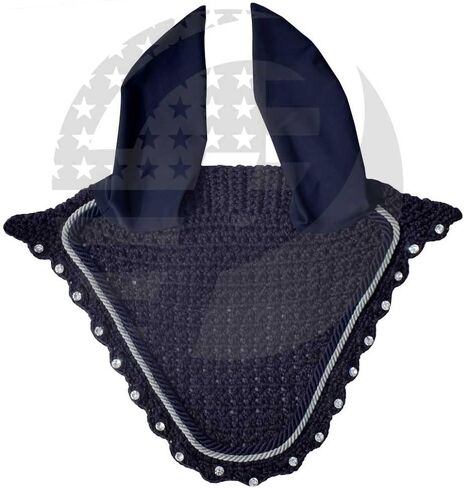 Crystal Horse Fly Bonnet 15 Colors Double Piping Ear Net Fly Veil Mask Breathable Cotton Crochet Tack Equestrian Full Cob Pony (COB, Pink) in Saudi Arabia