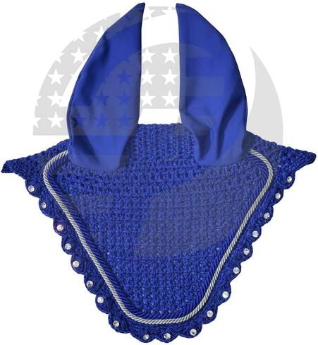Crystal Horse Fly Bonnet 15 Colors Double Piping Ear Net Fly Veil Mask Breathable Cotton Crochet Tack Equestrian Full Cob Pony (COB, Pink) in Saudi Arabia